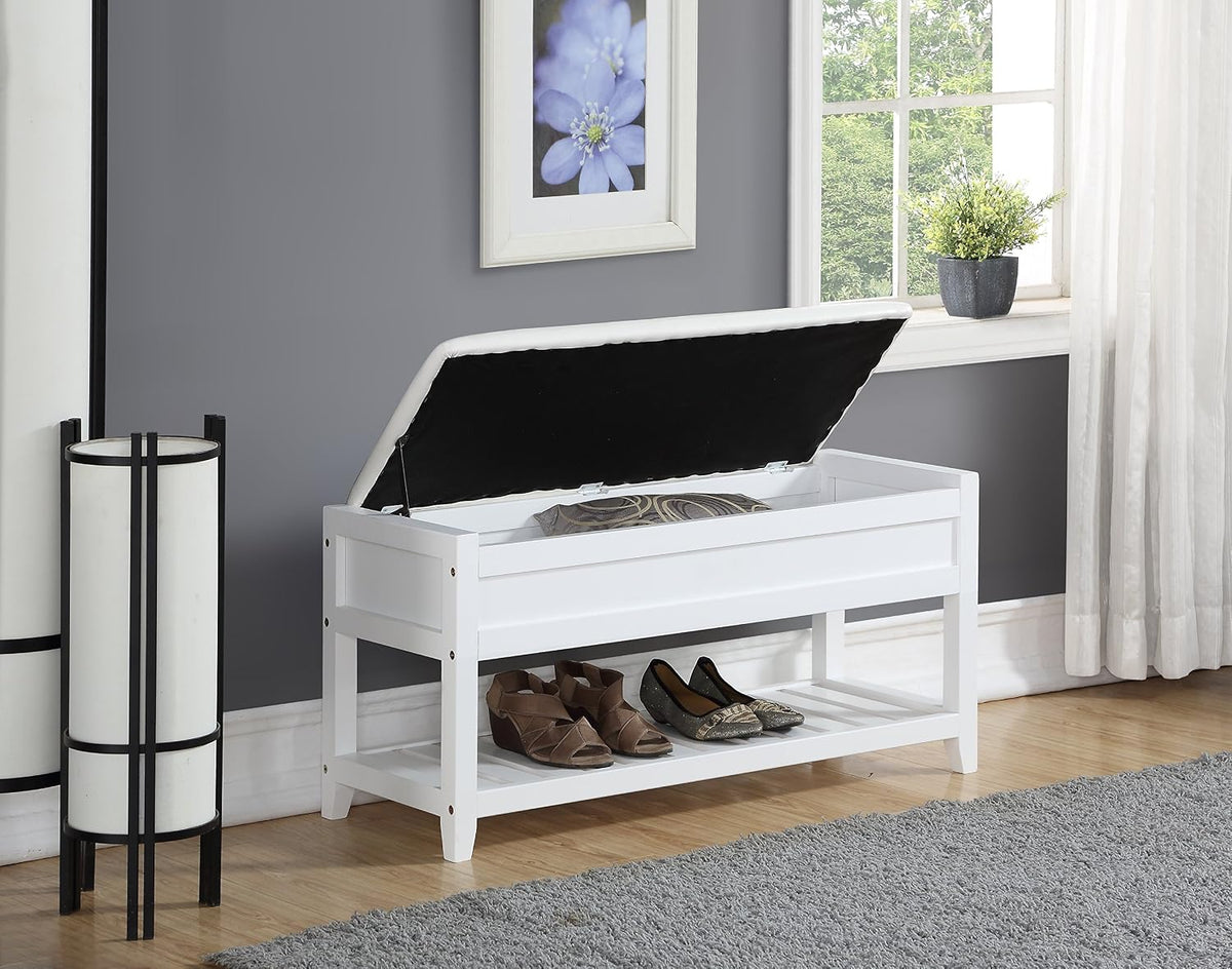 roundhill furniture rouen clean white seating bench with, close-up detail