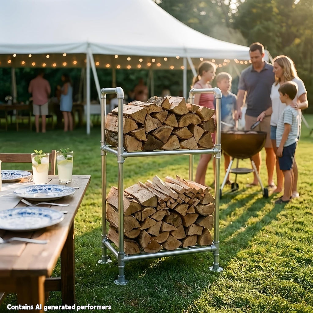 2ft heavy duty firewood rack outdoor with cover, side view