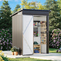 MXV 5x3 FT Outdoor Metal Storage Shed, Lockable Galvanized Steel Tool House with Sloped Roof, Waterproof Shed for Backyard, Garden, Patio, Black