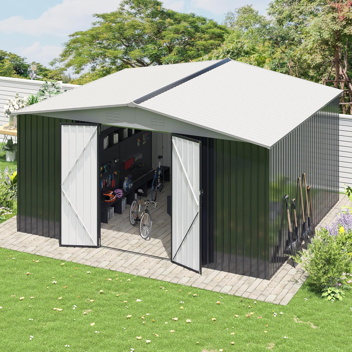 polar aurora 12x14 ft outdoor storage shed, package contents