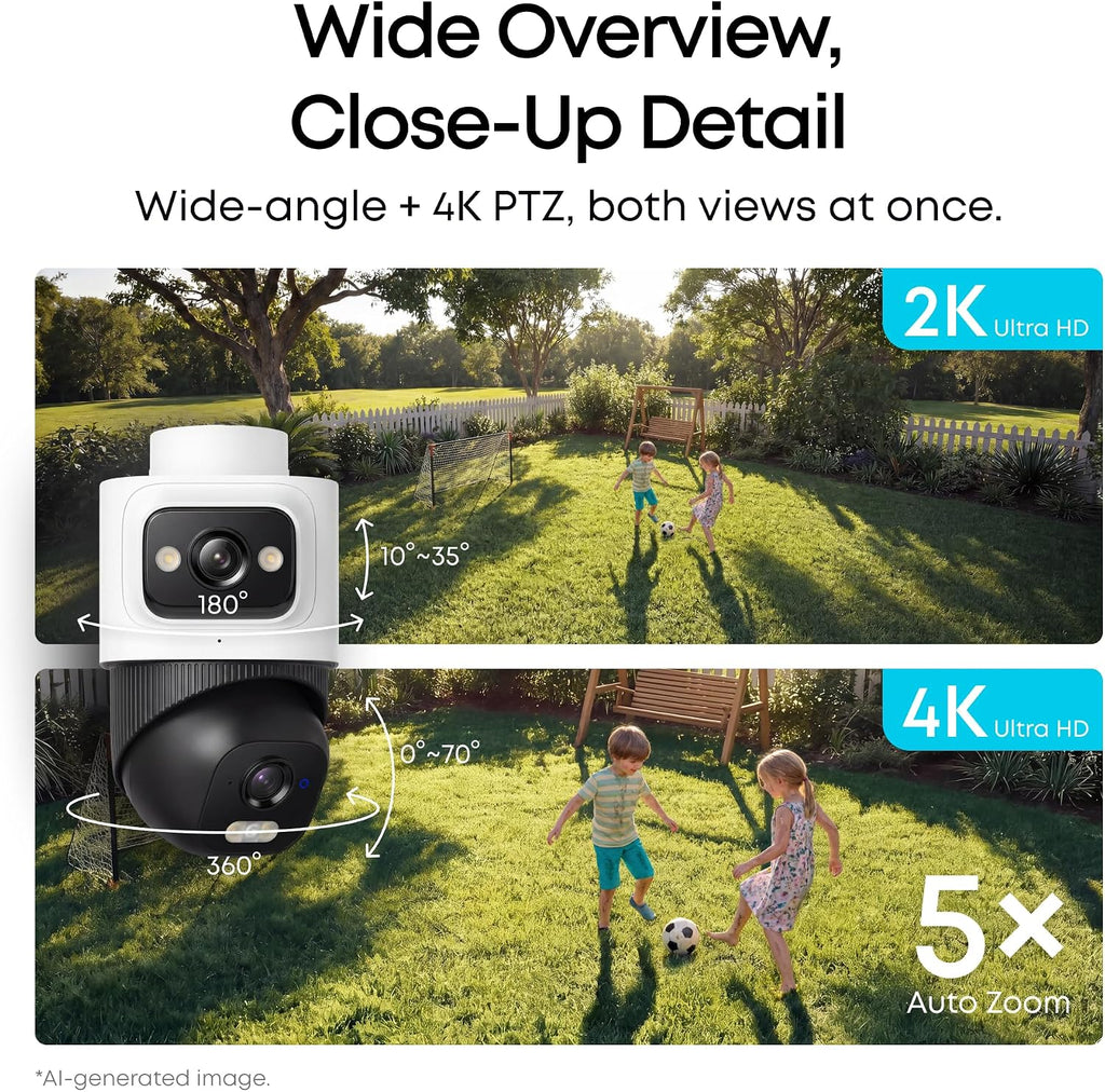 eufy security nvr system e50,4-cam kit,4k dual-lens bullet-ptz shown in use