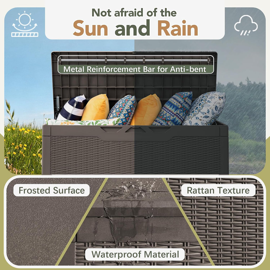 flamaker 105 gallon deck box waterproof, outdoor storage, close-up detail