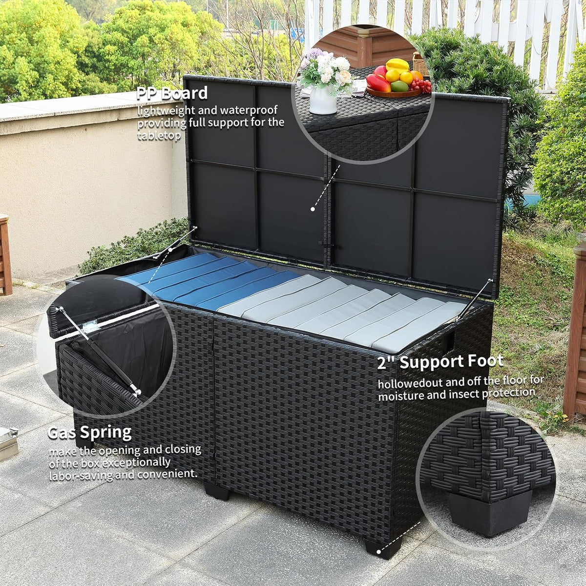 rattaner 180 gallon outdoor storage box large patio, side view
