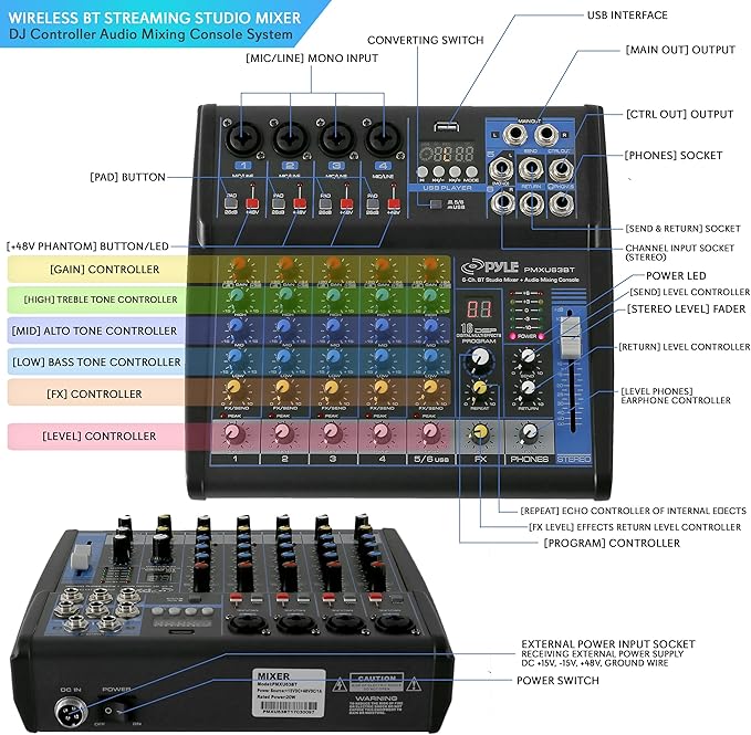 Pyle Professional 6 Channel Audio Mixer