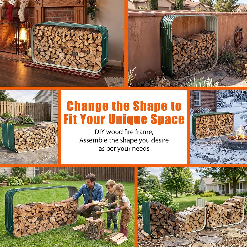 66" cuboid metal sheet firewood rack outdoor or on a desk or shelf