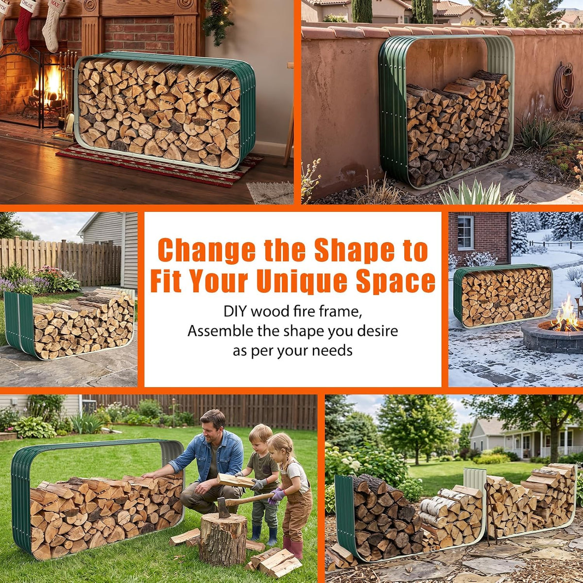 66" cuboid metal sheet firewood rack outdoor or on a desk or shelf