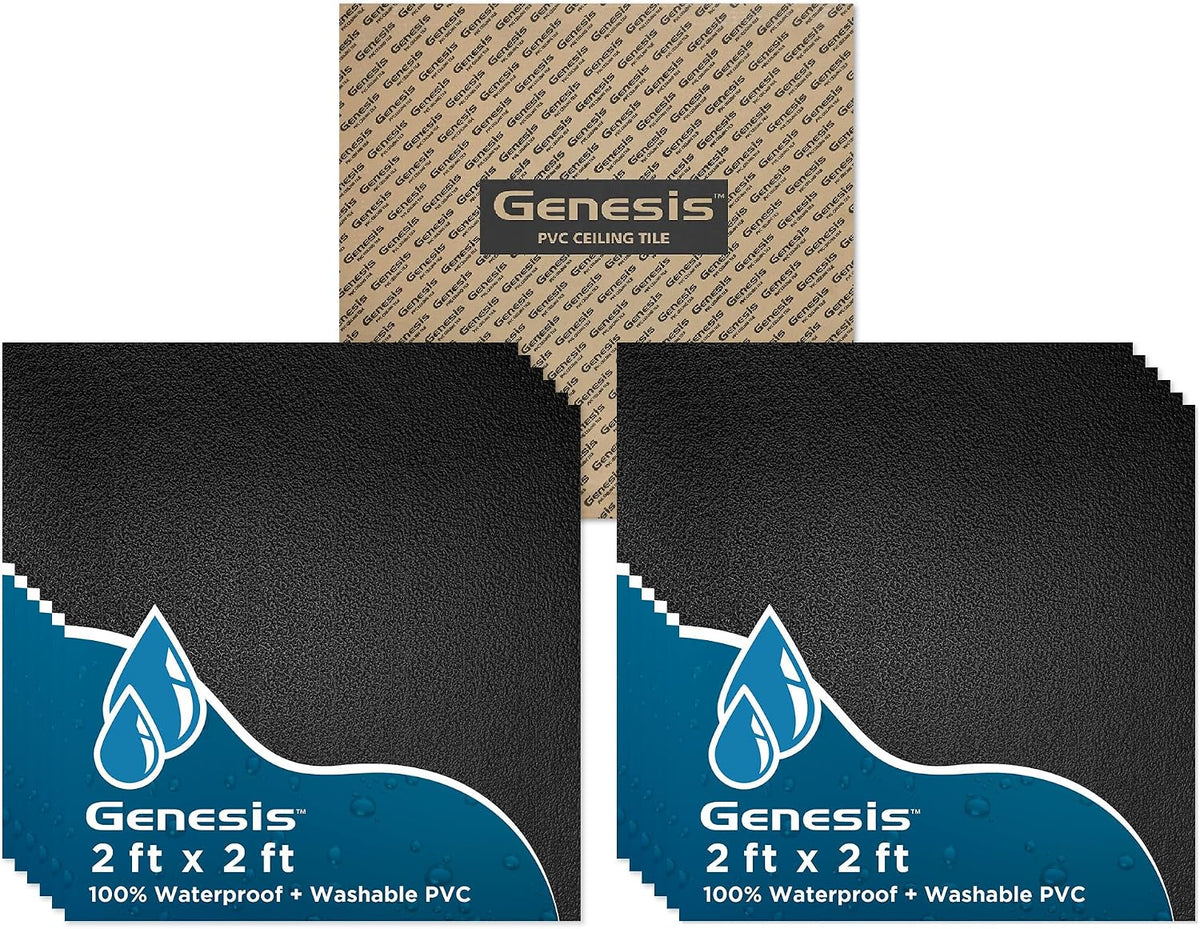 Genesis 2ft x 2ft Stucco Pro Black Ceiling Tiles