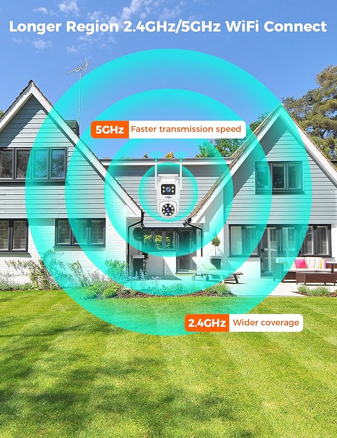 Hiseeu 2 Pack Wireless Security Camera 5G/2.4G WiFi Dual Lens PTZ Camera