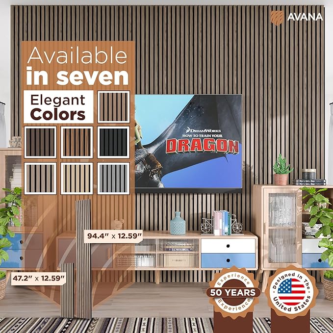 Avana Acoustic Wood Wall Panels – 47.2 X 12.6 Inch Walnut Acoustic Panels 2 PCs