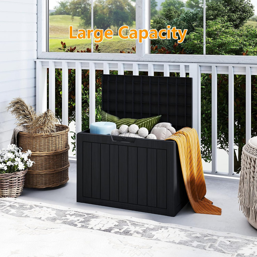 45 gallon deck boxes outdoor waterproof, outdoor storage, close-up detail