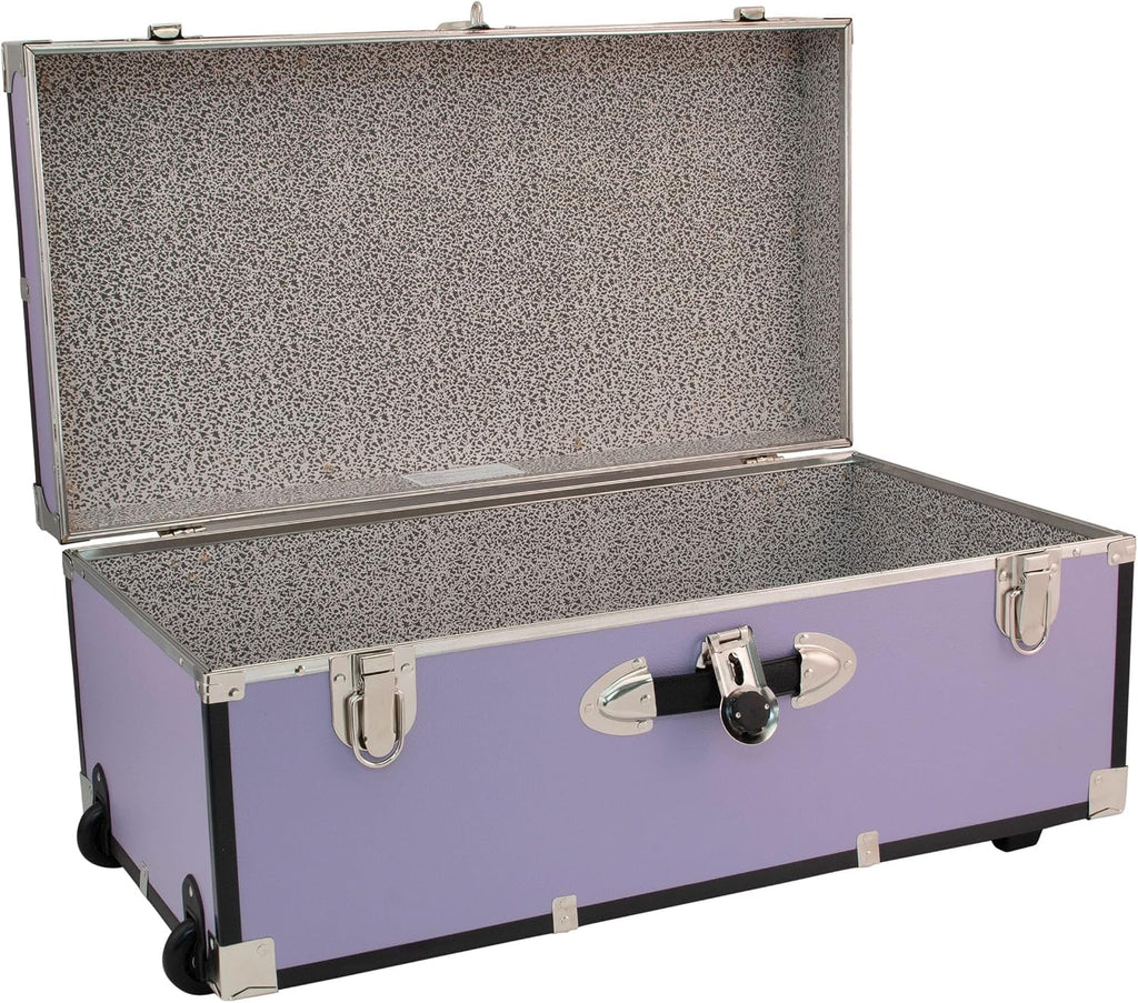 seward explorer trunk with wheels & lock, lilac shown in use
