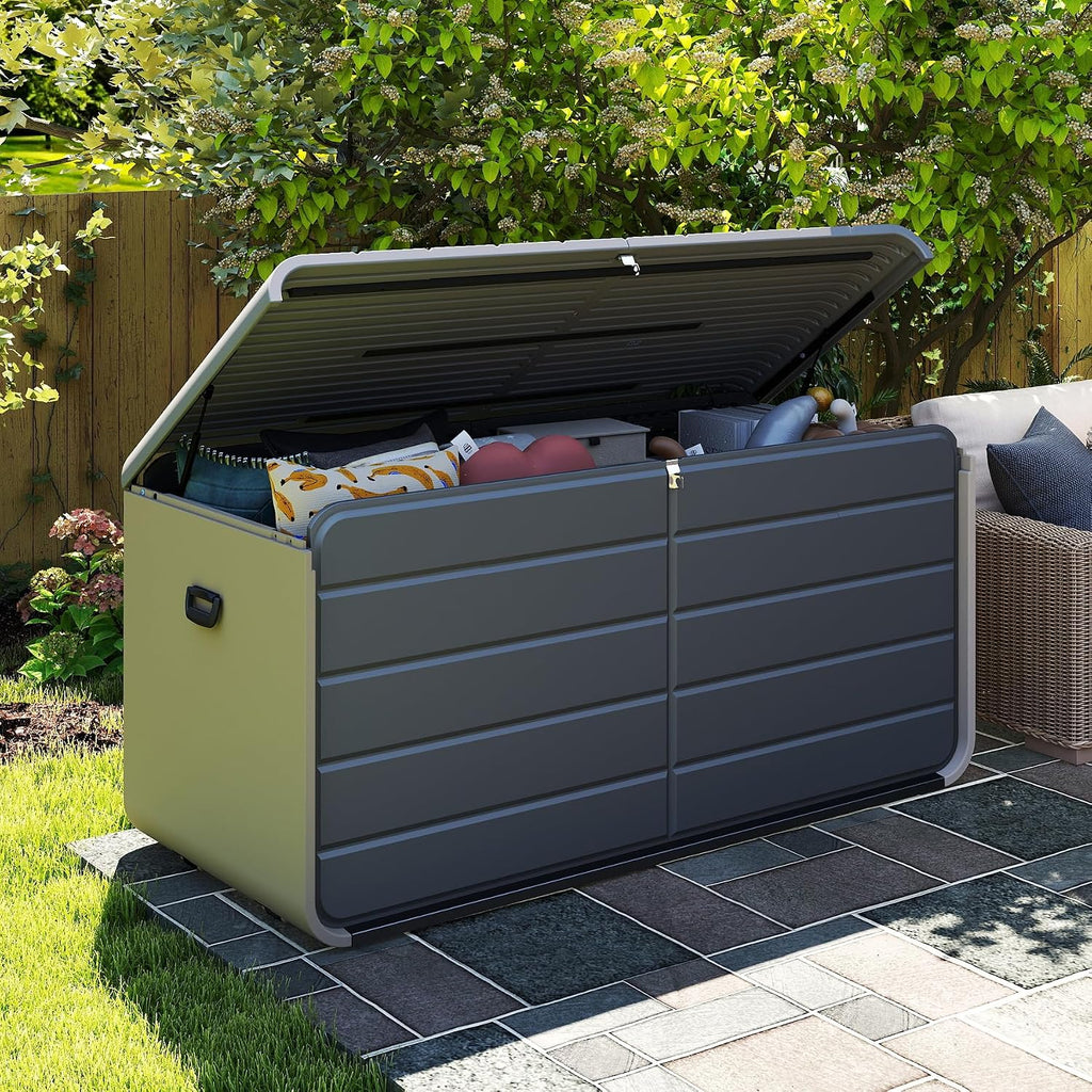 Domi 160 Gallon Resin Deck Box, outdoor waterproof storage box for patio