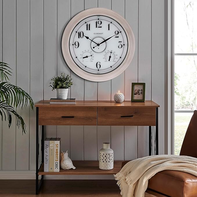 CLXEAST 18 Inch Illuminated Outdoor Clock