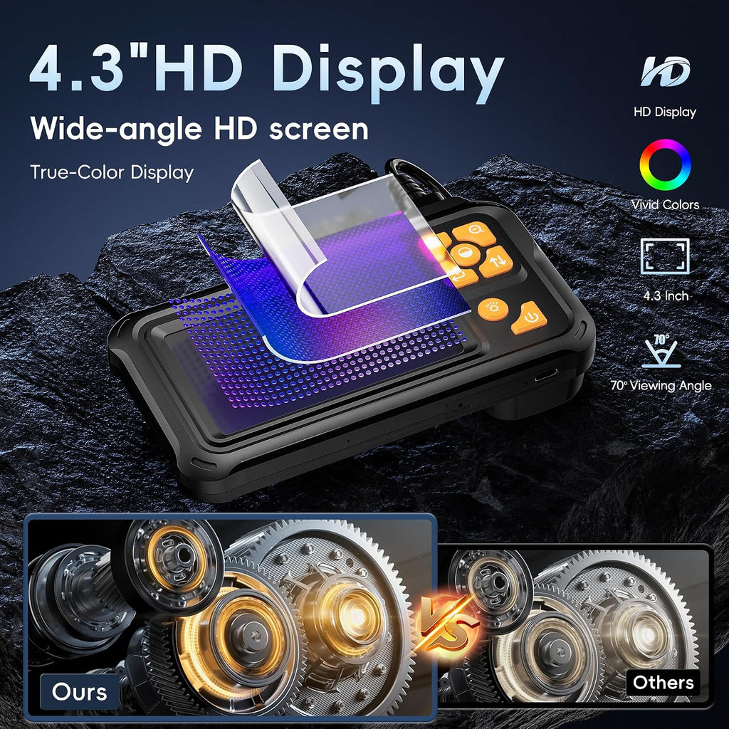50ft inspection endoscope camera with light,1080p hd borescope shown in use