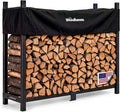 Woodhaven 6-Foot Raised Firewood Rack Black w/Cover, 1/3 Cord|Made in USA