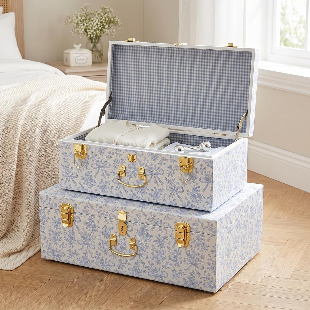 rool floral decorative storage trunk set of 2, package contents