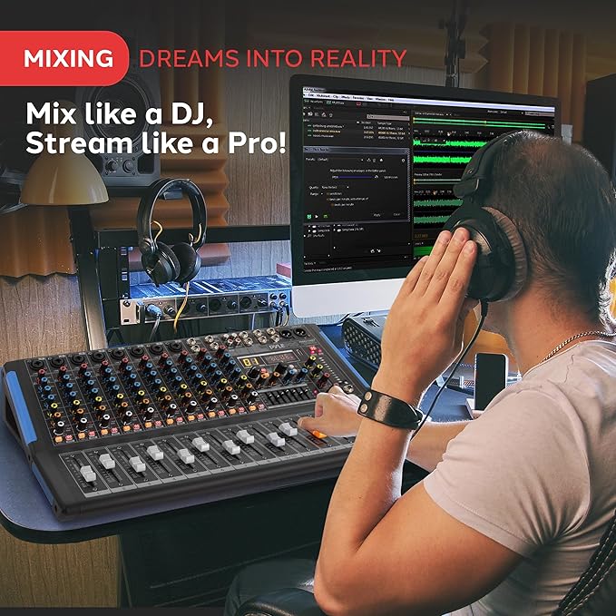 PYLE 12-Channel Bluetooth Studio Audio Mixer