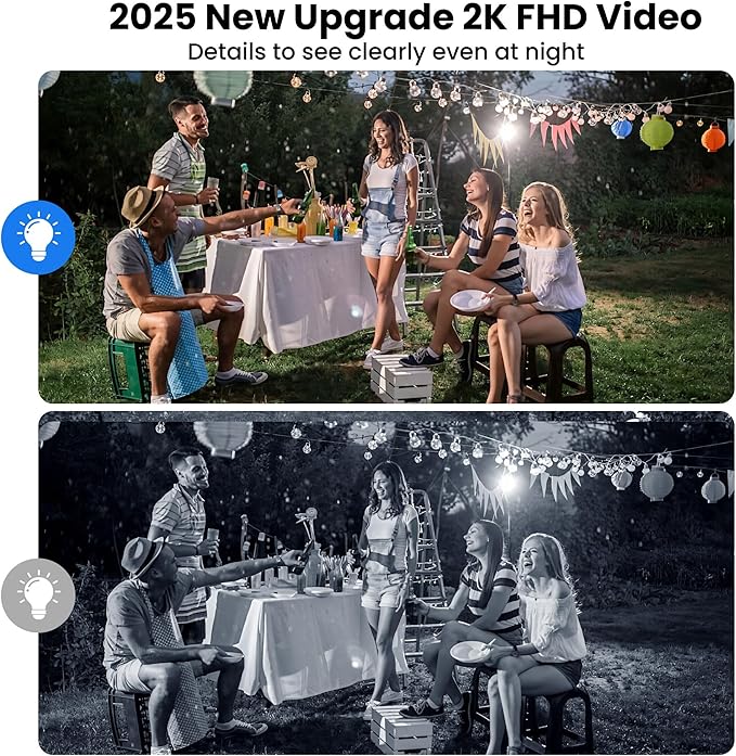 2025 Upgraded 2K Security Cameras Wireless Outdoor, Free Cloud Storage (2 Pack)