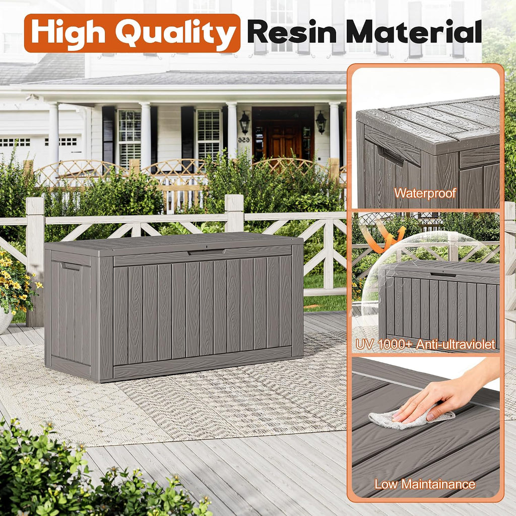 resin outdoor deck storage box waterproof (grey, 120, close-up detail