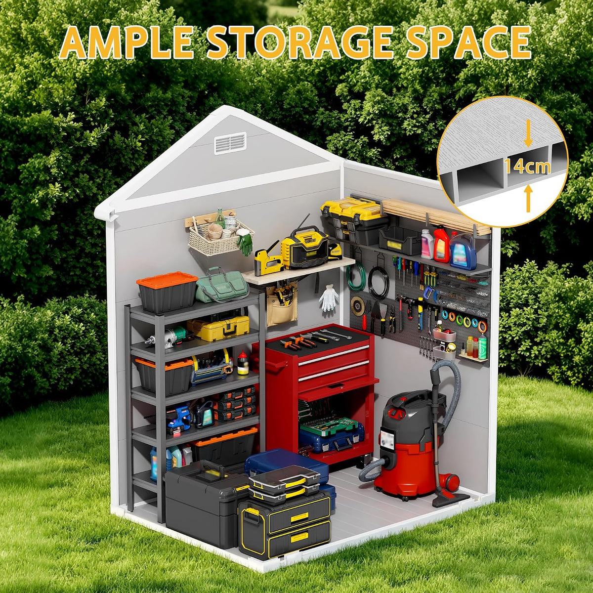 PIPLEO 6x4 FT Resin Outdoor Storage Shed with Floor, Plastic Garden Storage Shed with Lockable Door & Vent, All Weather Versatile Tool Shed for Backyard, Patio, Lawn, Gray