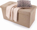 Lavish Home Folding Storage Ottoman Bench, Beige, 30”