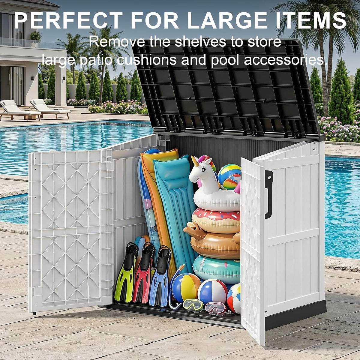 outdoor storage box & cabinet 36 cu ft shown in use