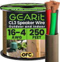 GEARit Outdoor Speaker Wire CL3 Rated, 16 Gauge Speaker Wire, Speaker Cable 250