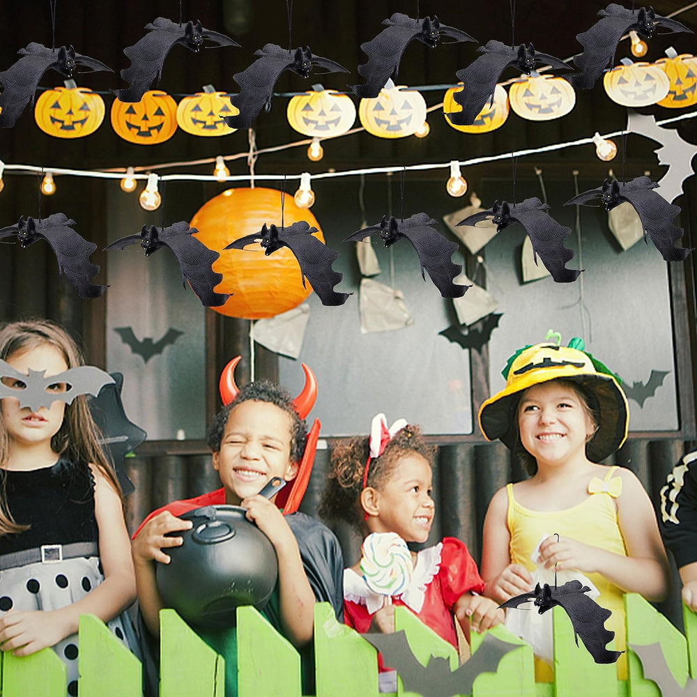 ATDAWN Halloween Hanging Bats, Rubber Bats, Realistic Looking Spooky Bats, Fl...