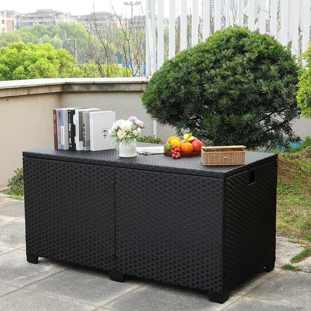 rattaner 180 gallon outdoor storage box large patio, close-up detail