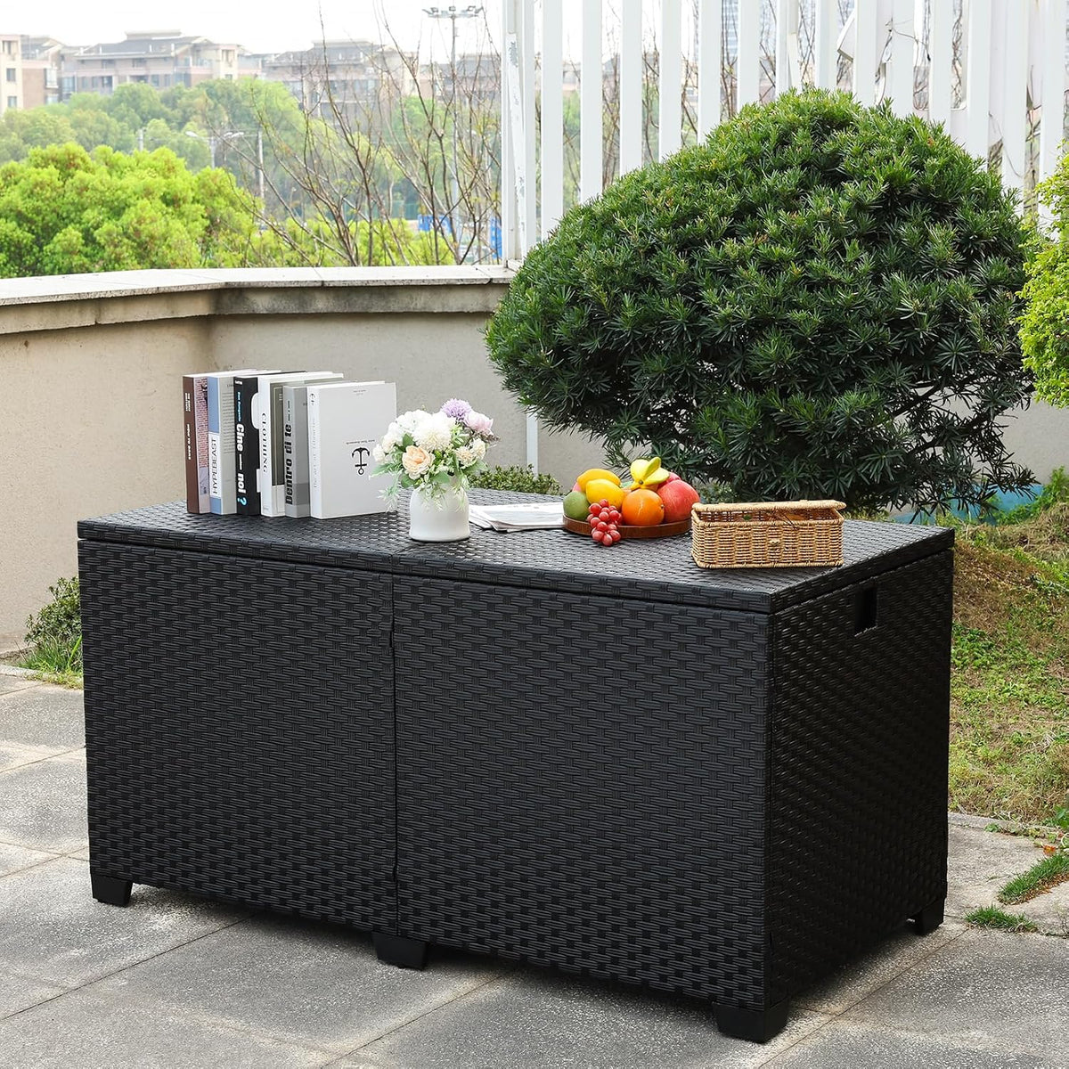 rattaner 180 gallon outdoor storage box large patio, close-up detail