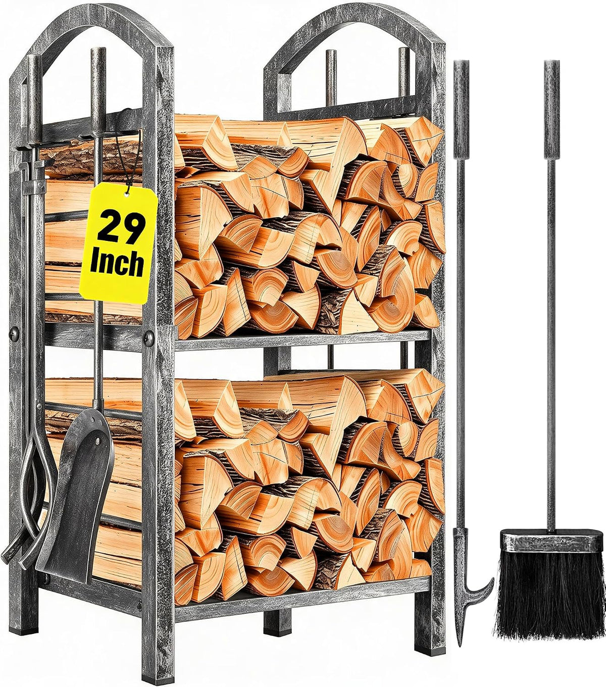amagabeli garden & home 30in firewood rack indoor shown in use