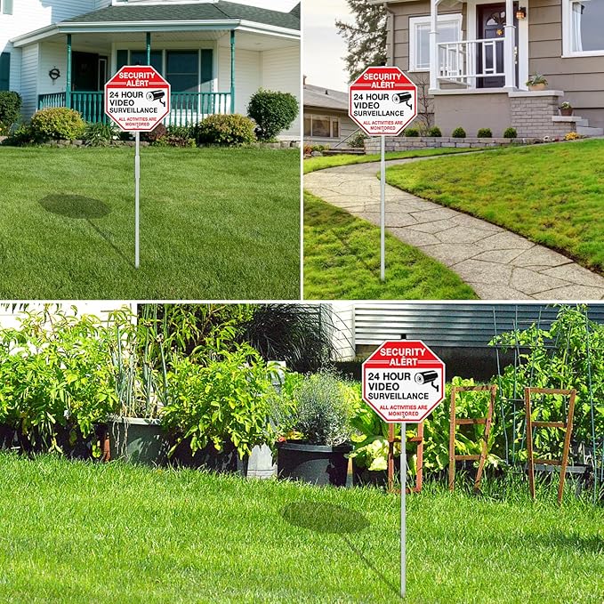 Faittoo Security Sign Video Surveillance Sign (4-Pack)
