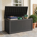 Outdoor Storage Box, 320 Gallon Waterproof Deck Box [Upgraded 3.1], Giant Resin Storage for King Cushions, Lockable Bench Chest, Estate Yard Garden BBQ Gathering, Black