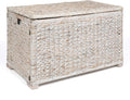 happimess Anada 30" Storage Trunk Wicker Weave Water Hyacinth, White Wash