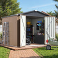 JUMMICO 8x8 FT Outdoor Storage Shed, Tool Metal Sheds, Brown