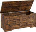 IDEALHOSUE 39.4" Storage Chest, Wooden Storage Bench with Safety Hinge, Retro Blanket Storage Trunk for Entryway, Living Room, Supports 350 lb, Rustic Brown