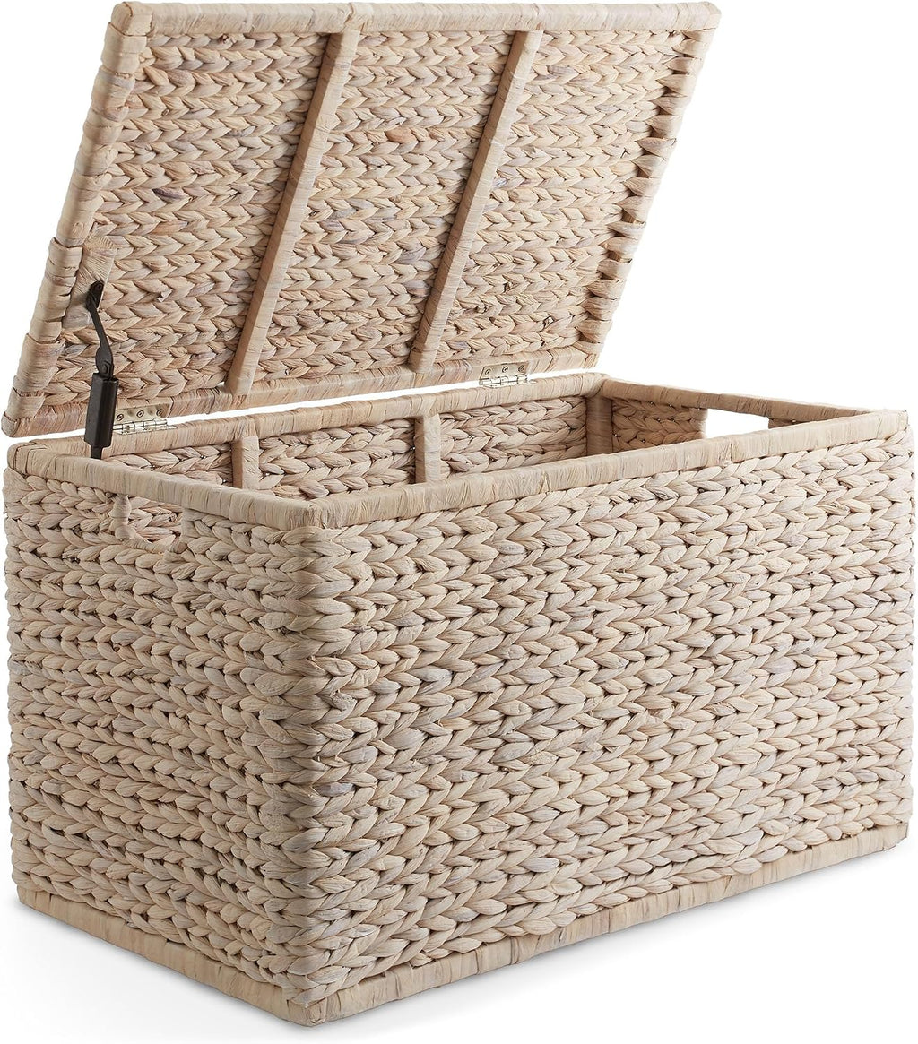 casafield 30" storage chest with lid, handles, and, close-up detail