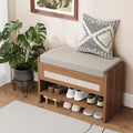 Garvee 31" L Farmhouse Shoe Bench with Storage Drawer & Linen Cushion