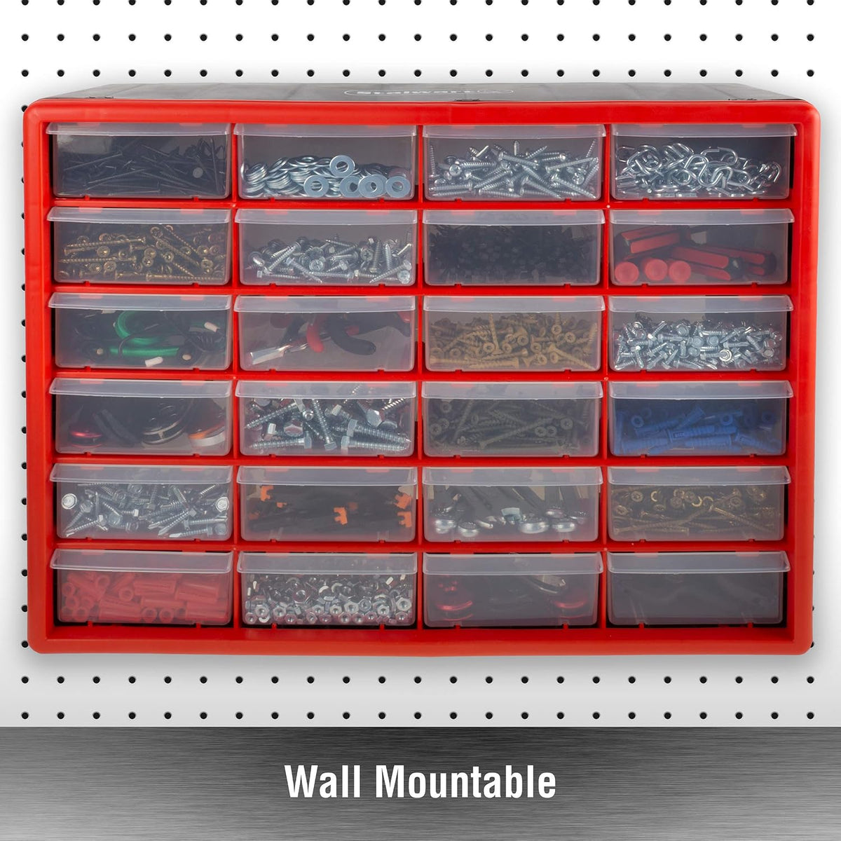 stalwart plastic 24 drawer organizer compartment parts storage showing dimensions