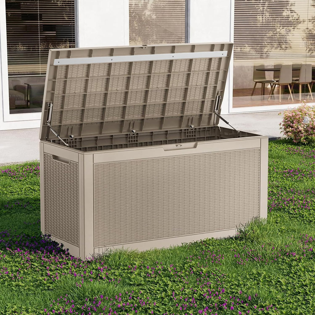 patiozen 150 gallon resin deck box, lockable patio, package contents
