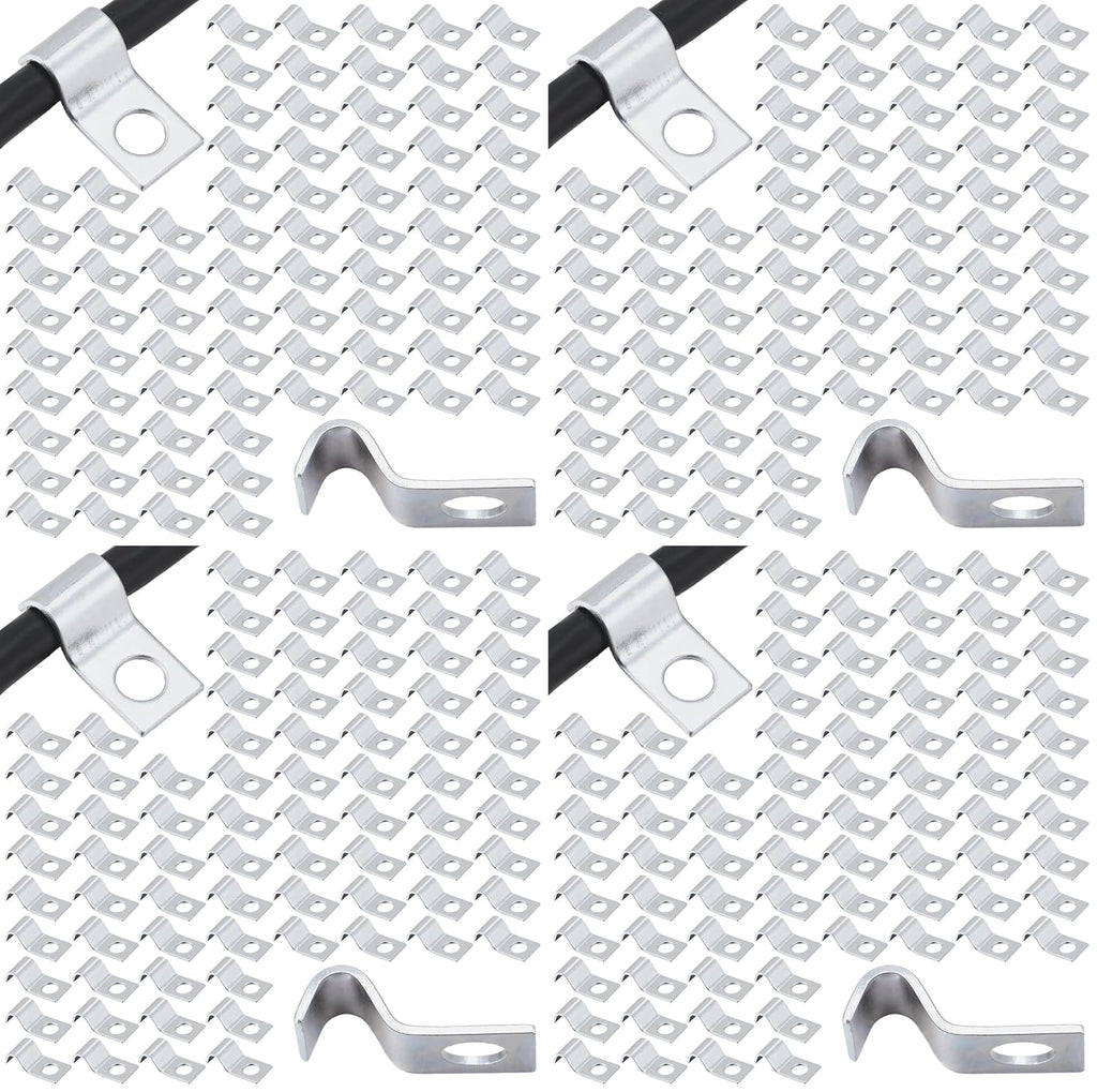 Yaocom 100 Pcs Silver Cable Wire Screw Clips 1/4 Inch, Zinc Plated Steel Clamp Outdoor Cord Clips for Wall Mounting Wire Management (Pack of 4)