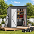 5 x 3 FT Outdoor Storage Shed, Waterproof Metal Garden Tool Shed with Sloped Roof, Lockable Door & Air Vents for Backyard Patio Lawn, Dark Gray