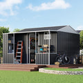 VanAcc 10x10.5x7 FT Dual-Zone Metal Storage Shed with Work Area