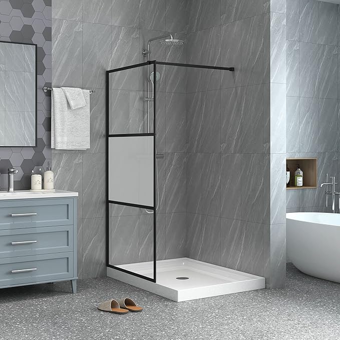Goodyo Shower Door 34“ X 72” Fixed Frost Tempered Glass Shower Screen Panel (3 Pieces)