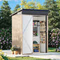 MXV 5x3 FT Outdoor Metal Storage Shed, Lockable Galvanized Steel Tool House with Sloped Roof, Waterproof Shed for Backyard, Garden, Patio, Brown