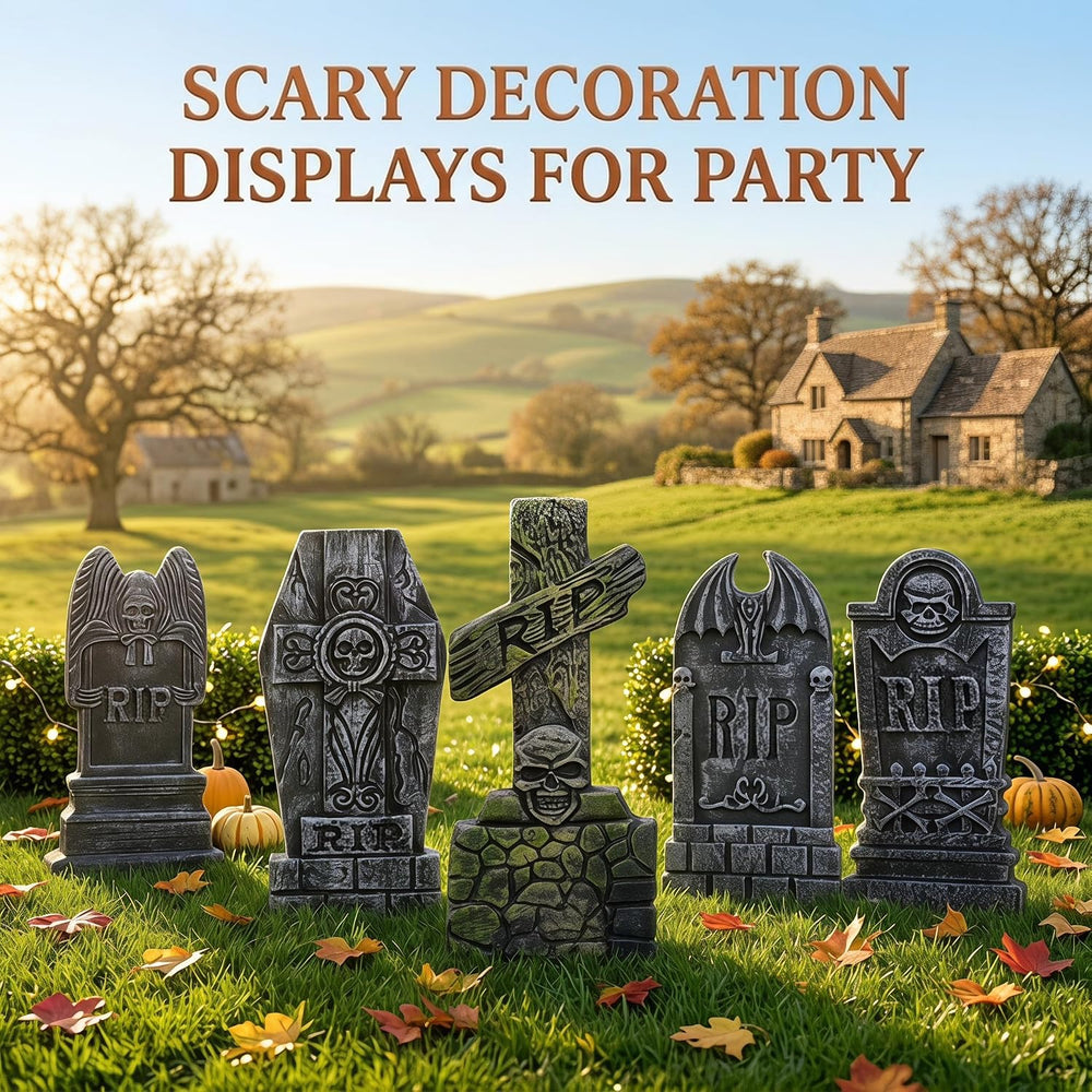Kendane Halloween Decorations Outdoor RIP 5PACK Tombstone Yard Stakes