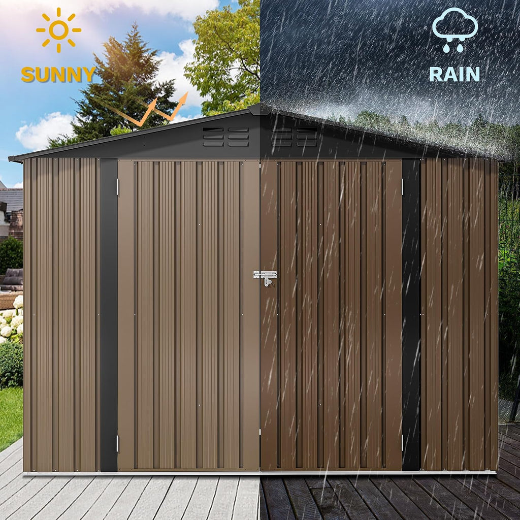 dwvo 7'x5' large metal outdoor storage shed, heavy, side view