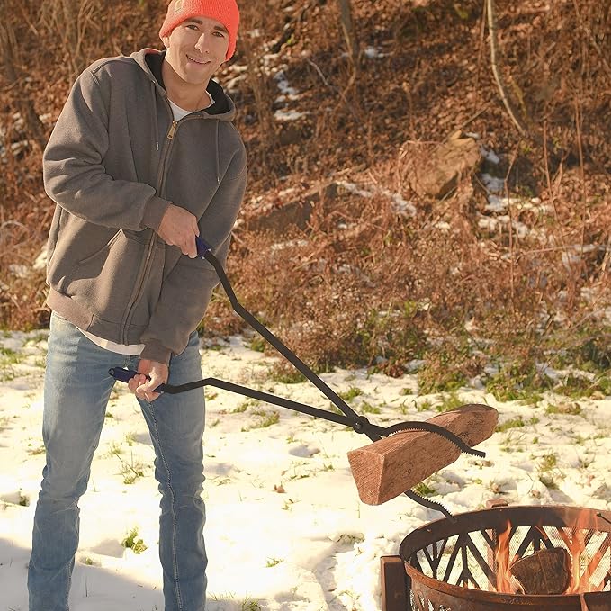 CKLT 40in Heavy Duty Fire Tongs Firewood Grabber Tool