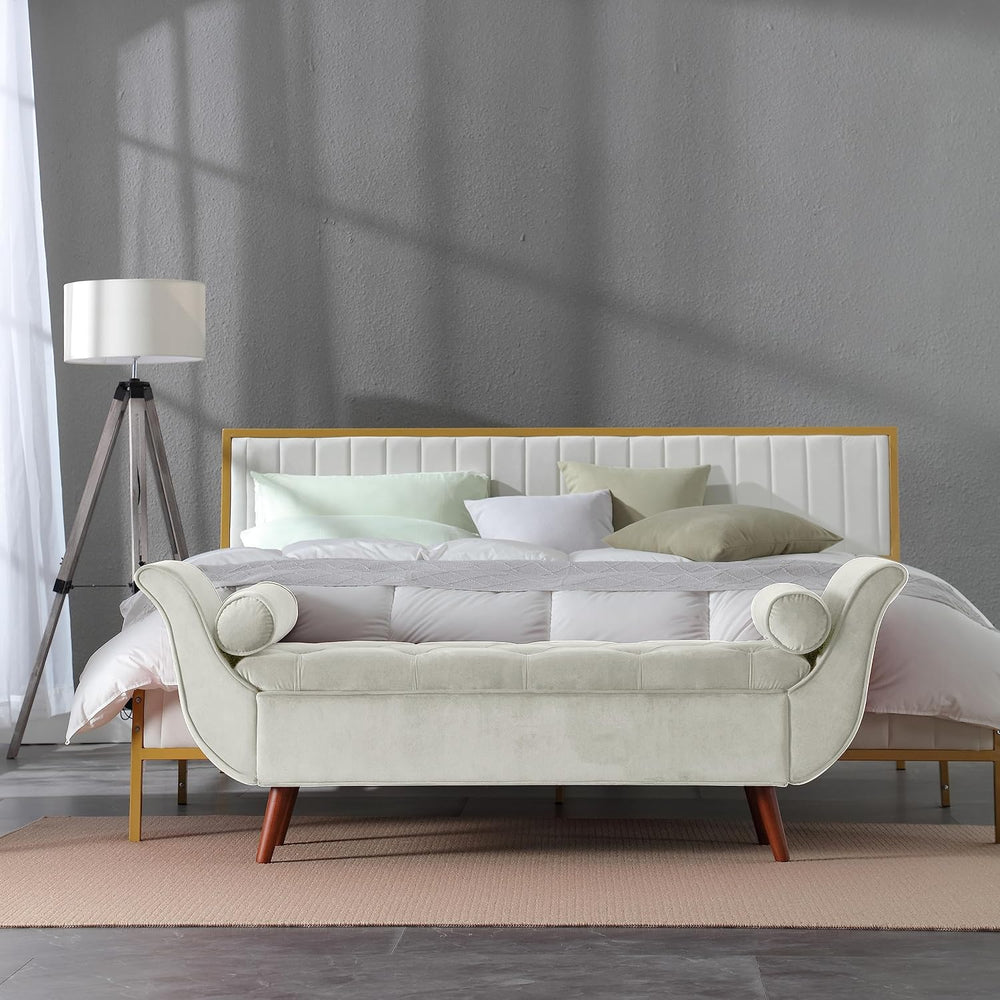 End of Bed Storage Bench for Bedroom, 65" King Size Velvet Storage Bench...