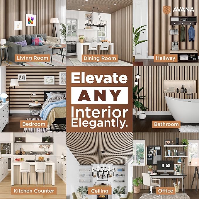 Avana Acoustic Wood Wall Panels – 94.4 X 12.6 Inch White Oak Acoustic Panels 2 (2 PCs)